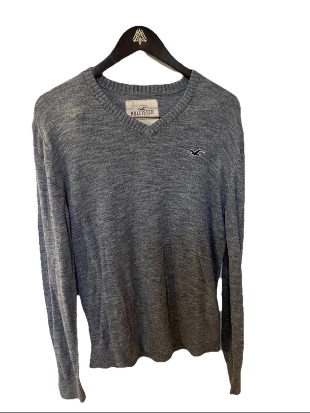 Hollister V Neck Pullover Gray Sweater Men’s Size Large